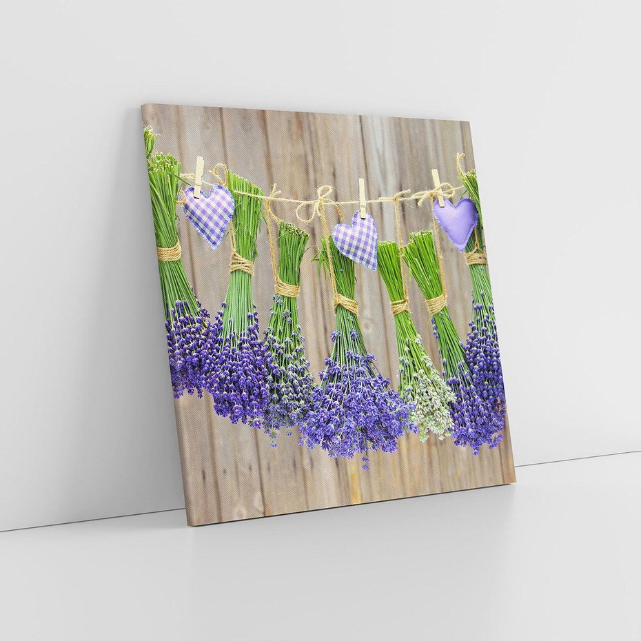 Obraz na płótnie 50x50 - Lawenda kompozycja Kwiaty - lawenda, kwiaty