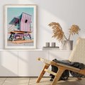 Plakat w ramie 50x70 - Miami Beach - plaża miami, domek ratownika - rama drewno