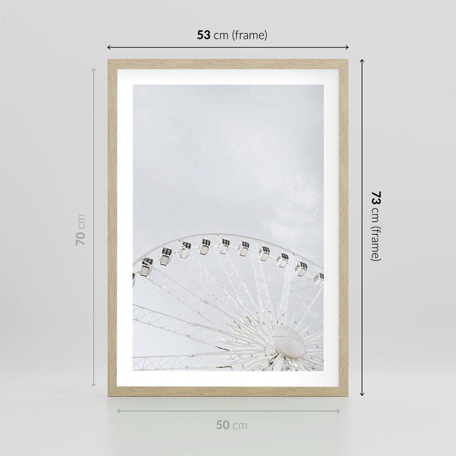 Plakat w ramie 50x70 - Karuzela Młyńska: Nostalgiczne Koło - młyńskie koło, karuzela - rama drewno
