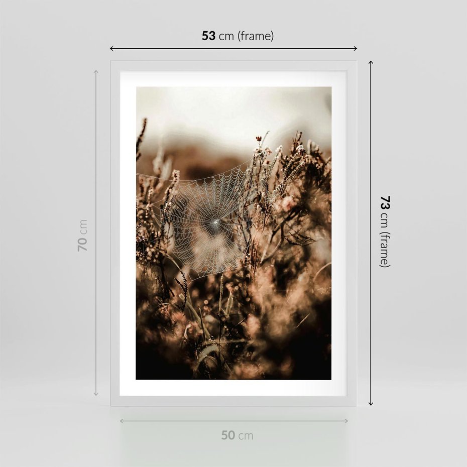 Plakat w ramie 50x70 - Jesienny Mikrokosmos - suchetrawy, jesienny klimat - rama biała