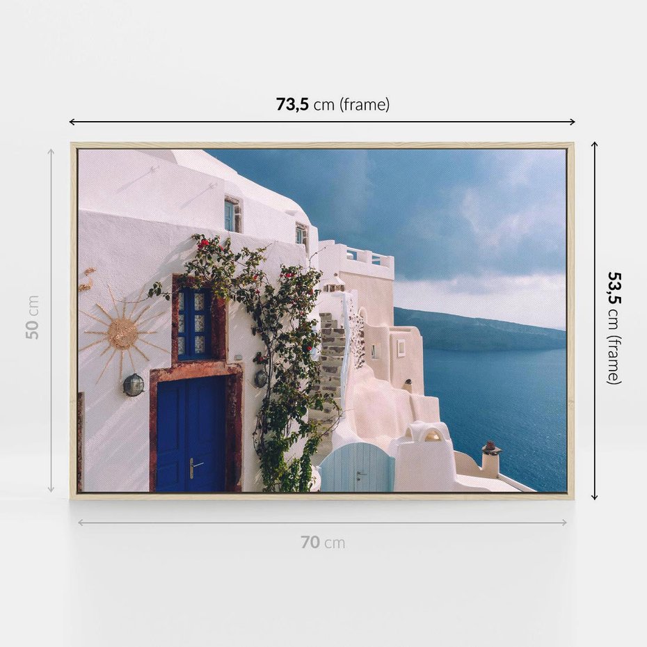 Obraz w ramie 70x50 - Urok Greckiej Wyspy - Santorini, Grecja - rama drewno