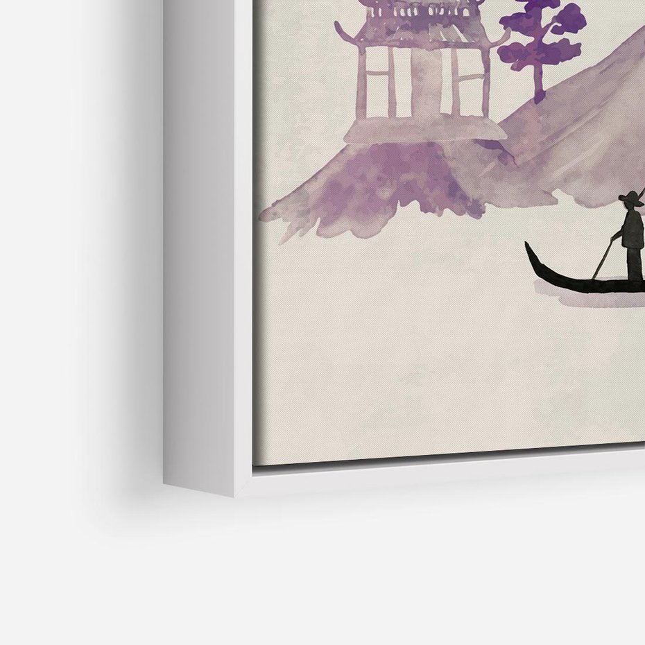 Obraz w ramie 50x50 - Odbicie Słońca - japońska sztuka, akwarela - rama biała