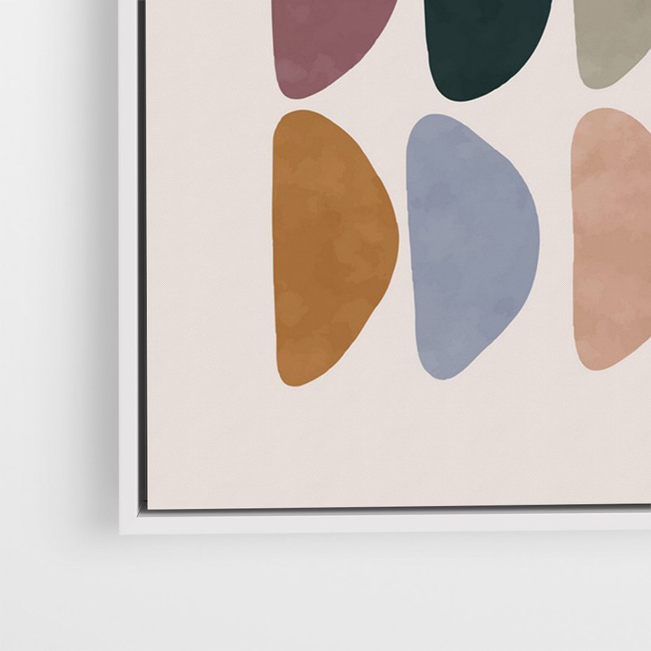 Obraz w ramie 70x100 - Granice Boho - abstrakcyjny obraz, geometryczna kompozycja - rama biała