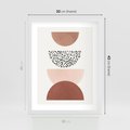 Plakat w ramie 30x40 - Geometryczna Harmonia w Brązach i Beżach - geometryczne kształty, brązy i beże - rama biała