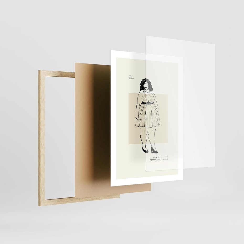 Plakat w ramie 50x70 - Ekspresja Wewnętrznych Emocji - kobieta, samoakceptacja - rama drewno