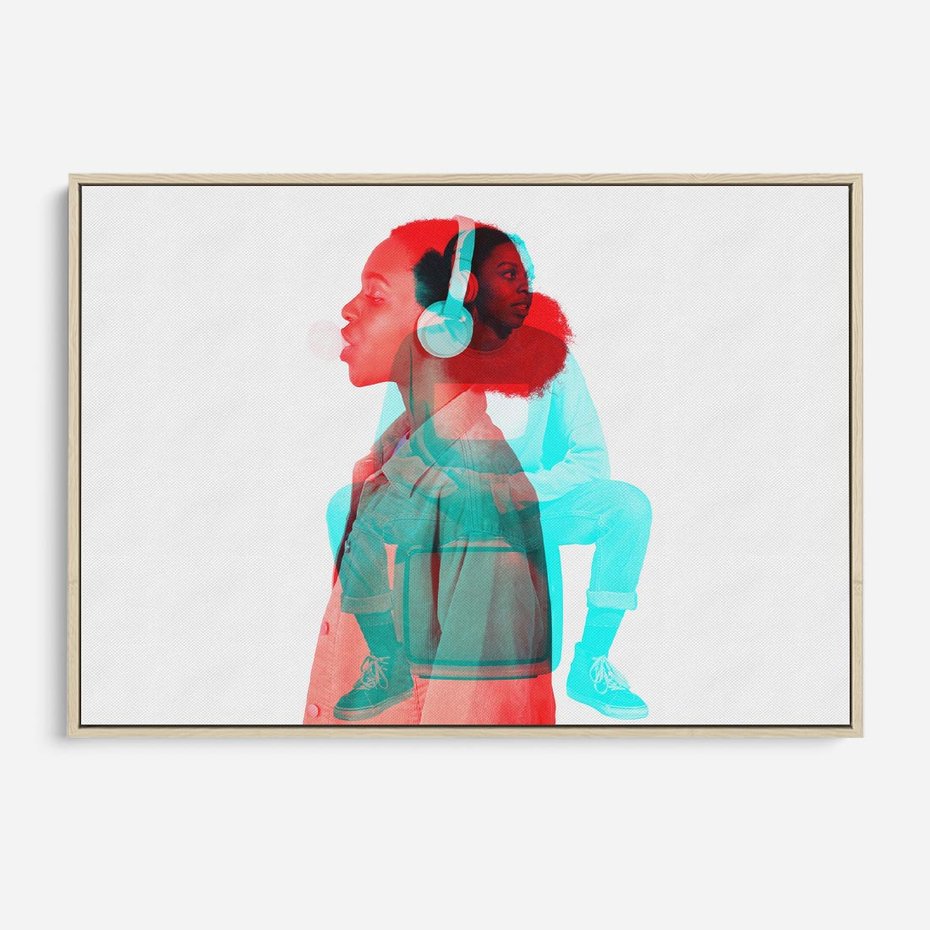 Obraz w ramie 100x70 - Rytmy Wspomnień - kolaż zdjęć, kobieta - rama drewno