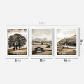 Zestaw obrazy w ramie 50x70 galeria - Górski, krajobraz, sepia - rama biała