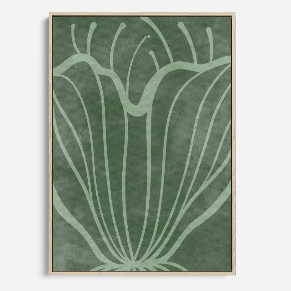 Obraz w ramie 70x100 - Zieleń Kształtująca Spokój - zielony plakat, roślinne inspiracje - rama drewno