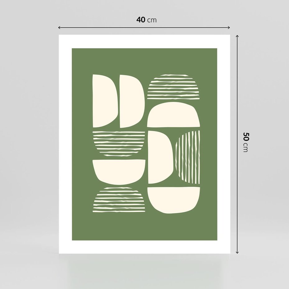 Plakat bez ramy 40x50 - Migotliwe Formy - geometryczne boho kształty na brązowym, oliwkowym tle