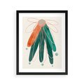 Plakat w ramie 40x50 - Energetyczna Harmonia Kwiatów - akwarelowe abstrakcyjne kształty, zieleń i pomarańcz - rama czarna