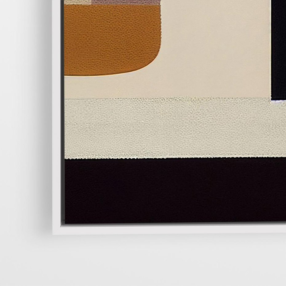 Obraz w ramie 100x70 - Nowoczesne Brązy - geometryszne pasy, nowoczesny styl - rama biała