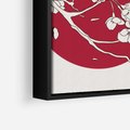Obraz w ramie 50x50 - Esencja Zen - kwiatnąca wiśnia, orientalna grafika - rama czarna