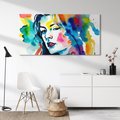 Obraz na płótnie 100x50 - Abstrakcyjna ekstaza barw - abstrakcyjny portret kobiety, szkic czarną kreską