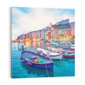 Obraz na płótnie 50x50 - Tańczące kolory zachodu - nadmorskie kolorowe miast, kolorowe budynki na brzegu