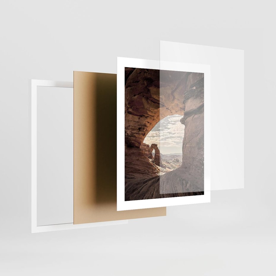 Plakat w ramie 40x50 - Kanionowy Labirynt - pustynia, skały - rama biała