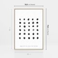 Obraz w ramie 50x70 - Boho Sztuka Wolości - minimalistyczny plakat, czarne kropki na białymtle - rama drewno