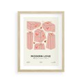 Plakat w ramie 30x40 - Nowoczesna Miłość - nowoczesna grafika, pastelowe kolory - rama drewno