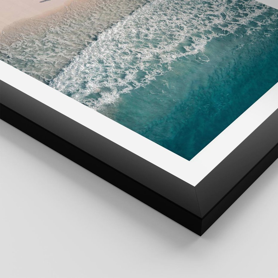 Plakat w ramie 30x40 - Turkusowe Uroki - niebieskie turkusowe morze, plaża - rama czarna