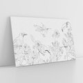 Obraz na płótnie 120x80 - Tropiki w Monochromie - czarno biały szkic, tropikalne ptaki
