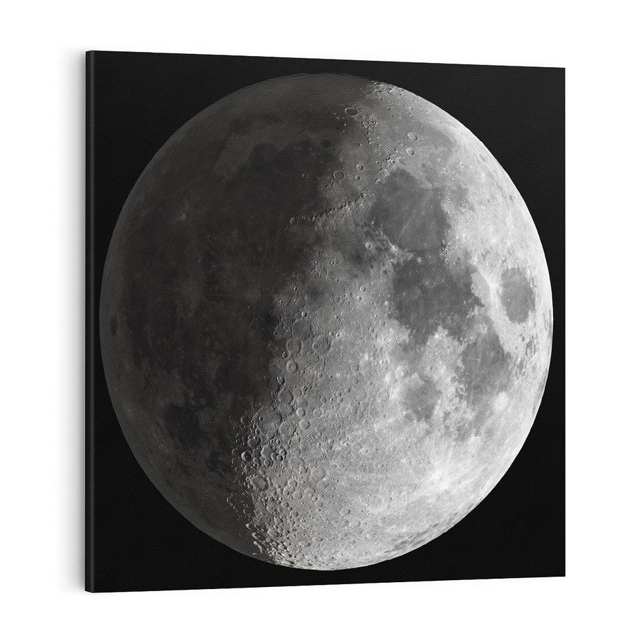 Obraz na płótnie 70x70 - Kontrastowy księżyc w czerni i bieli - księżyc, czarno