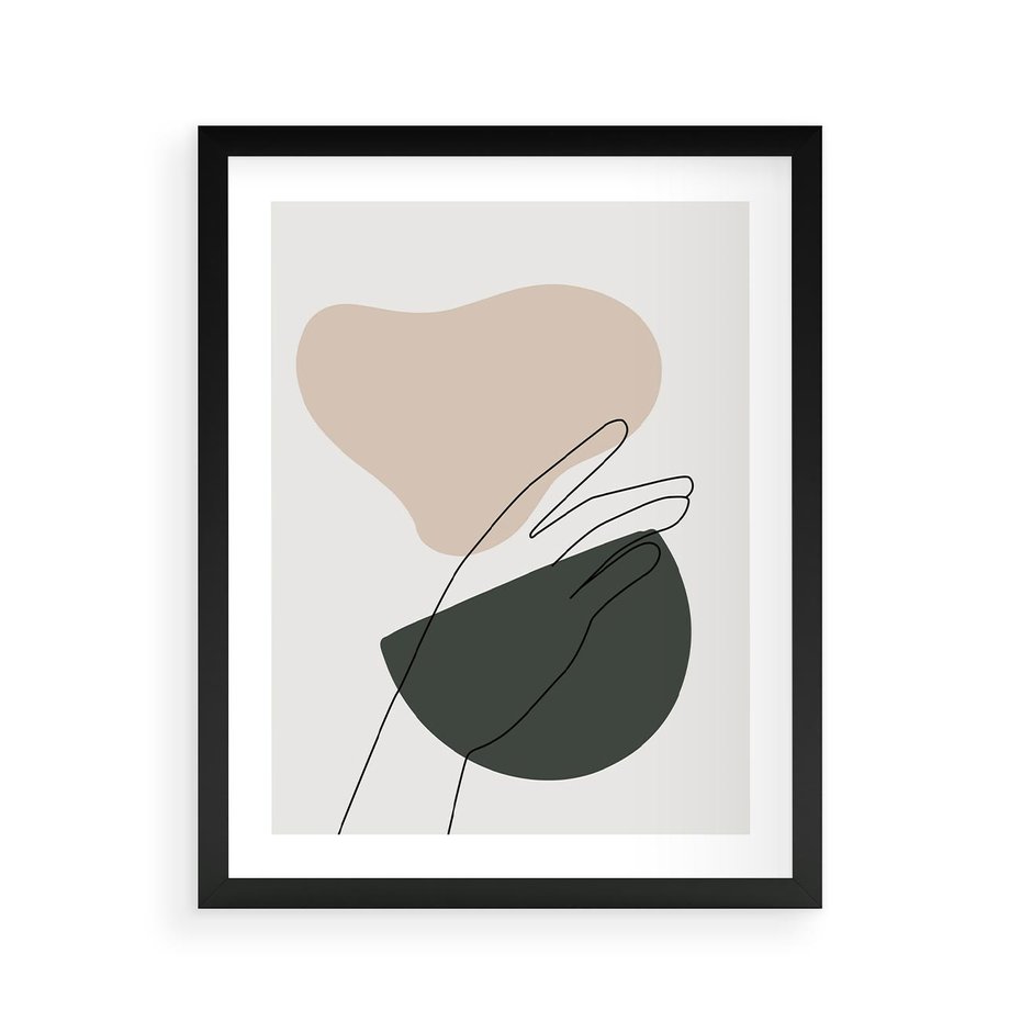 Plakat w ramie 40x50 - Rozkwitająca Opowieść - szkic jedną linią, one lone - rama czarna