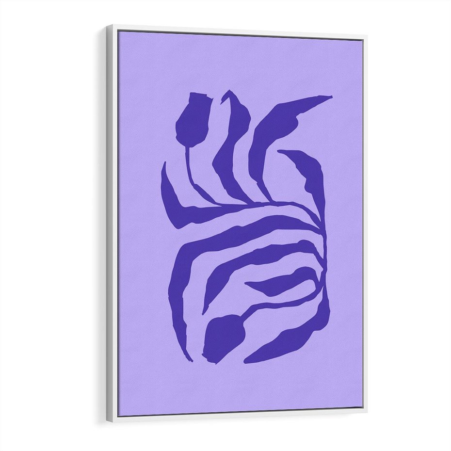 Obraz w ramie 50x70 - Boho Sztuka Wolności - kwiaty, energetyczne fioletowe tło - rama biała