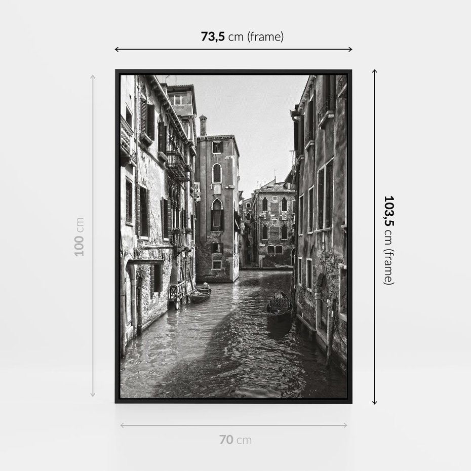 Obraz w ramie 70x100 - Zabłądzić w Wenecji - wenecja, kanały - rama czarna
