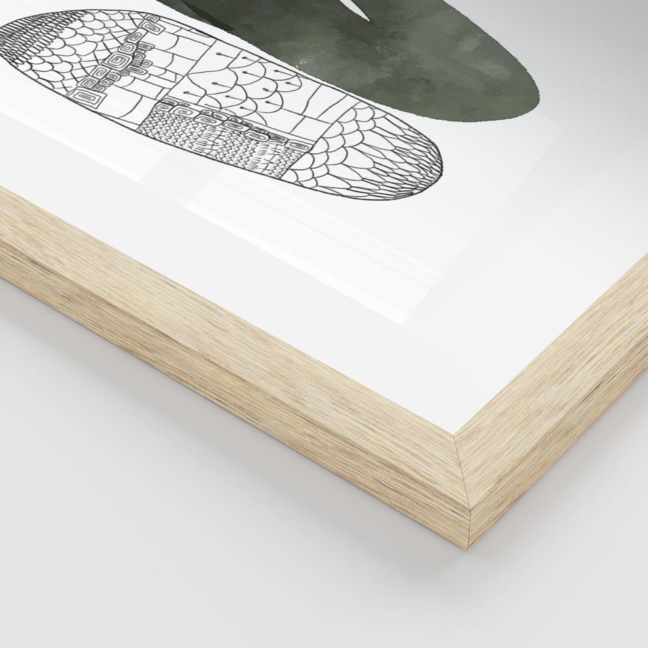 Plakat w ramie 50x70 - Przesunięte Jabłko - minimalistyczny plakat, jabłko - rama drewno