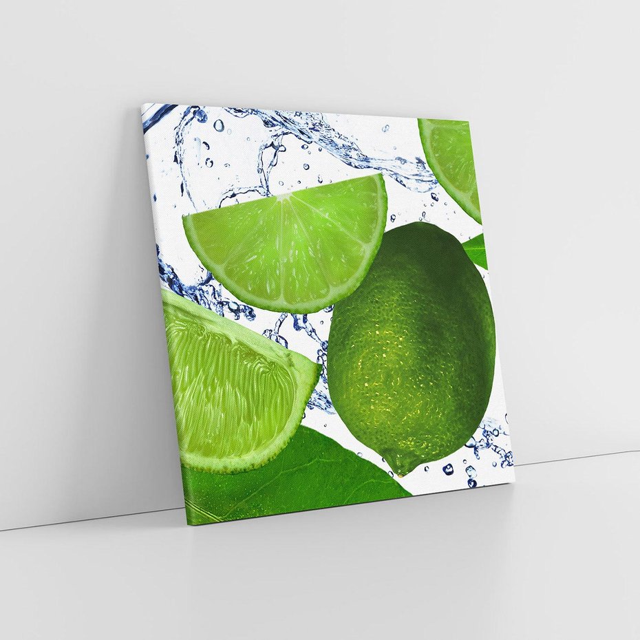 Obraz na płótnie 80x80 - Świeże limonki - limonki, woda
