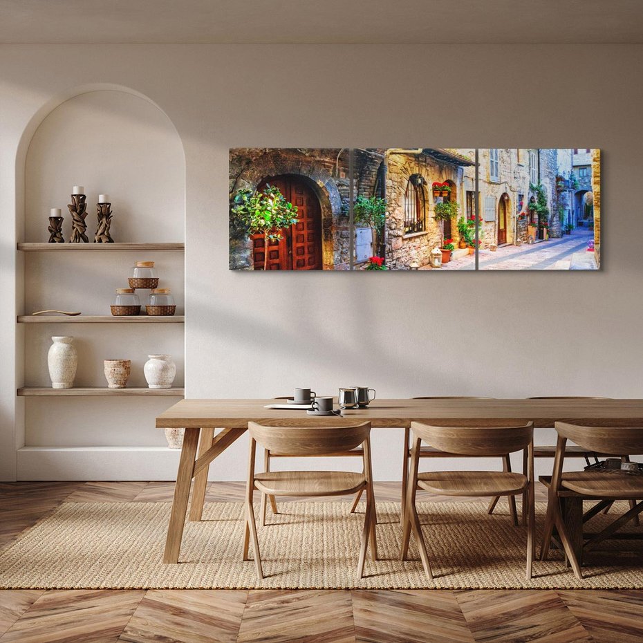 Obraz na płótnie 120x40 - Kwiecista uliczka - uliczka, miasto