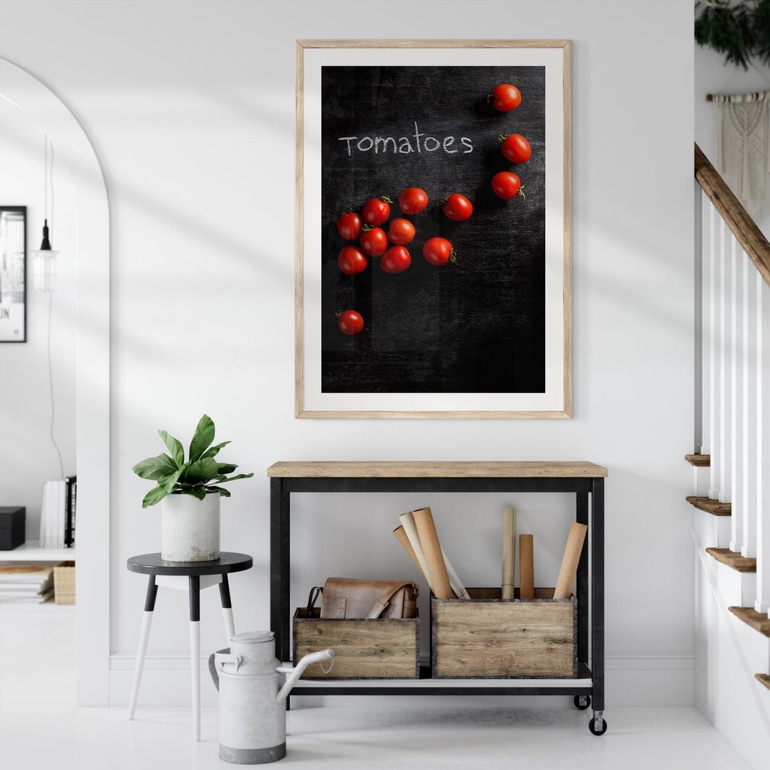 Plakat w ramie 50x70 - Świeżość Smaku - pomidory, kuchnia - rama drewno