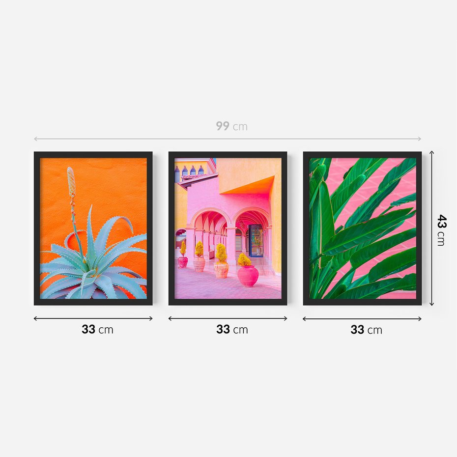 Zestaw obrazy w ramie 30x40 galeria - Liście, rośliny, energetyczne, neony - rama czarna