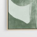 Obraz w ramie 50x50 - Nurtująca Kompozycja Zieleni - abstrakcyjne delikatne zielone linie, podobne do gałęzi kwiatów - rama drewno