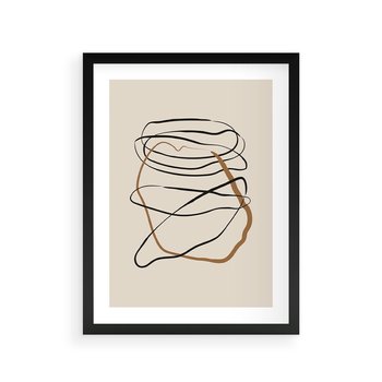 Plakat w ramie 40x50 - Bezczasowe Kontury - abstrakcyjne linie, zaplątane - rama czarna