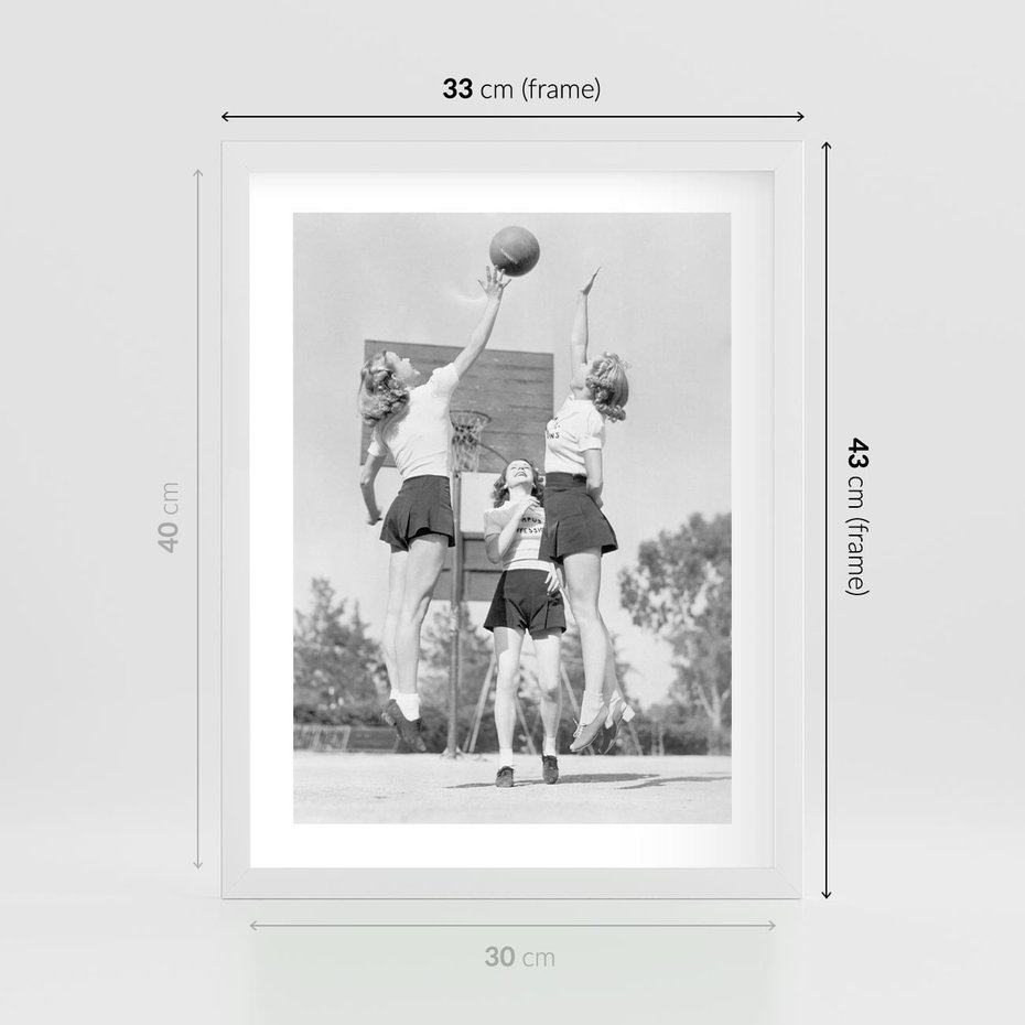 Plakat w ramie 30x40 - Sport to Zdrowie - retro zdjęcie, czarno białe - rama biała