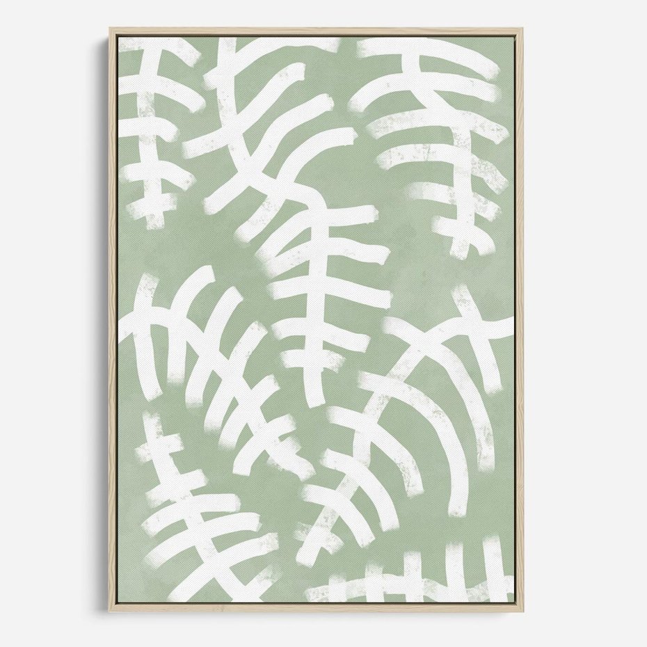 Obraz w ramie 50x70 - Oaza Zieleni - zielona abstrakcja, zgaszona zieleń - rama drewno