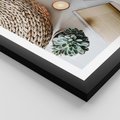 Plakat w ramie 30x40 - Przytulna Kompozycja Lifestyle - kompozycja lifestyle, wiklina - rama czarna