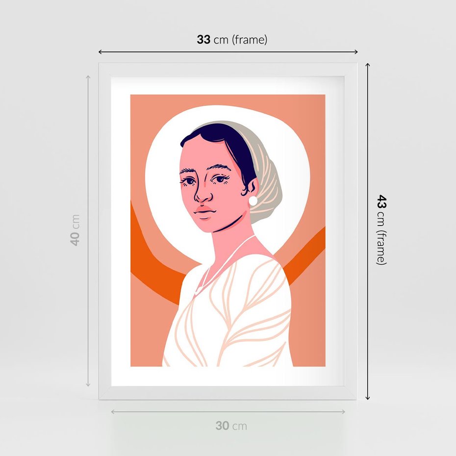 Plakat w ramie 30x40 - Kobieca Harmonia - nowoczesny plakat, styl retro - rama biała