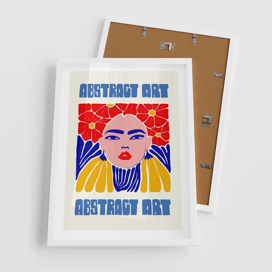 Plakat w ramie 50x70 - Przenikające Refleksje - sztuka abstrakcyjna, nowoczesny plakat - rama biała