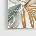 Obraz w ramie 70x50 - Współbrzmienie wewnętrznego ja - kompozycja z tropikalnych liści, stonowane kolory - rama drewno