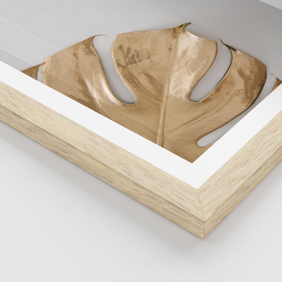 Plakat w ramie 30x40 - Natury Szlachetność - złote, liście - rama drewno