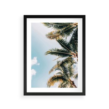 Plakat w ramie 40x50 - Pod Błękitnym Niebem - palmy, ujęcie z dołu - rama czarna