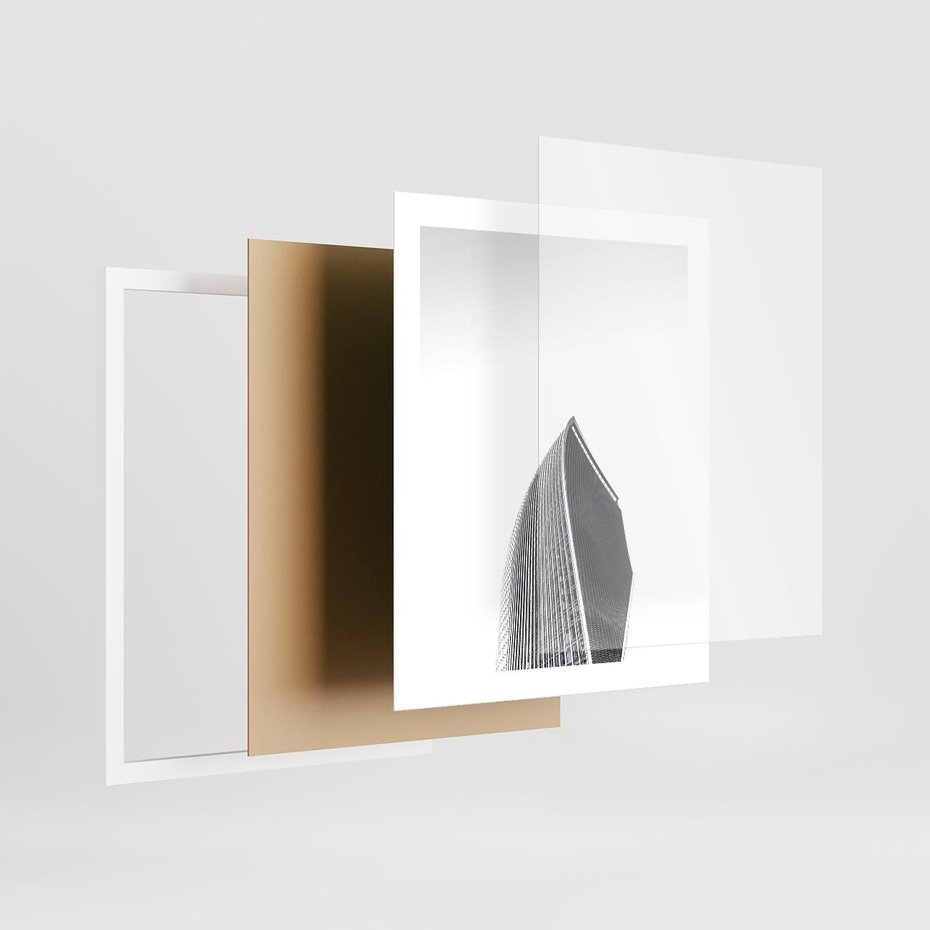 Plakat w ramie 40x50 - Czarno-Biały Wieżowiec - architektura, wieżowiec - rama biała