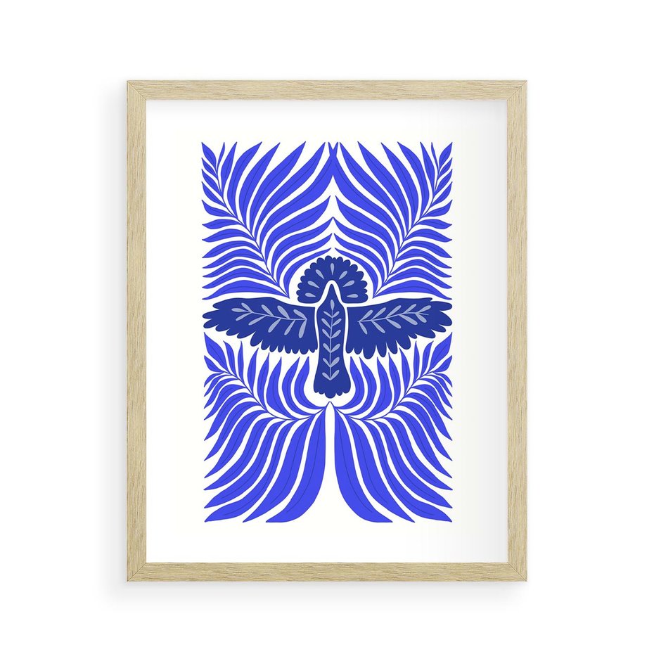 Plakat w ramie 40x50 - Etniczne Rekwizyty - etniczne roślinne wzory, granat - rama drewno