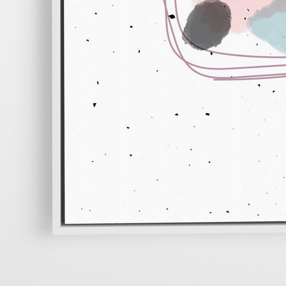 Obraz w ramie 70x100 - Migotliwa Opowieść - abstrakcyjna kompozycja, jak ręcznie malowana - rama biała