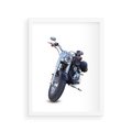 Plakat w ramie 30x40 - Motocykl w ruchu - motor, bike - rama biała