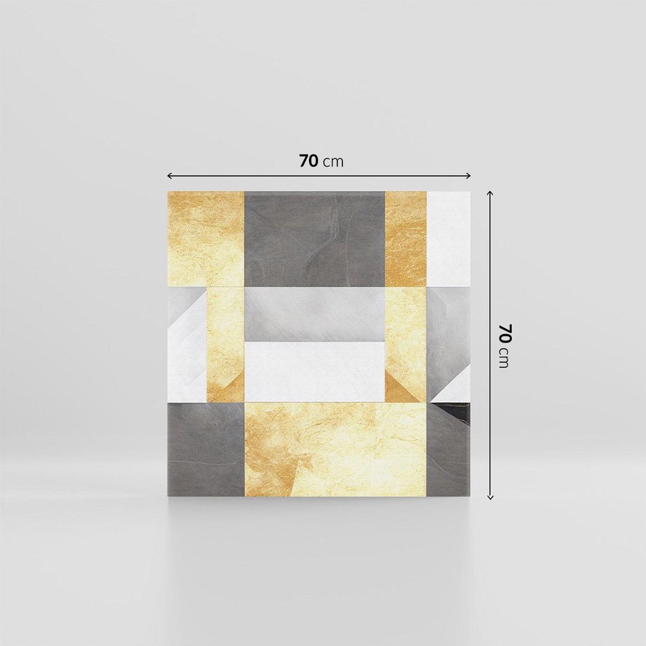 Obraz na płótnie 70x70 - Marmur w Geometrycznych Kształtach - geometryczne linie, złoto i szarość