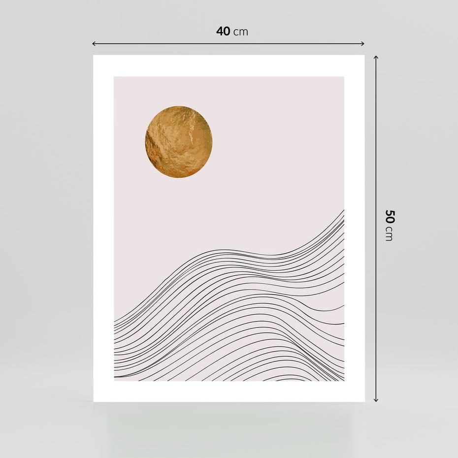 Plakat bez ramy 40x50 - Minimalistyczne Słońce: Blask i Złoto - grafika, minimalizm