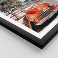 Plakat w ramie 50x70 - Retro Przejażdżka - pomarańczowy retro samochód, kabriolet - rama czarna