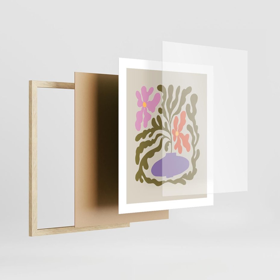 Plakat w ramie 40x50 - Kolorowe Echa - kwiaty, abstrakcja - rama drewno